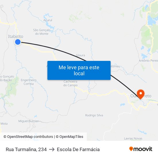 Rua Turmalina, 234 to Escola De Farmácia map