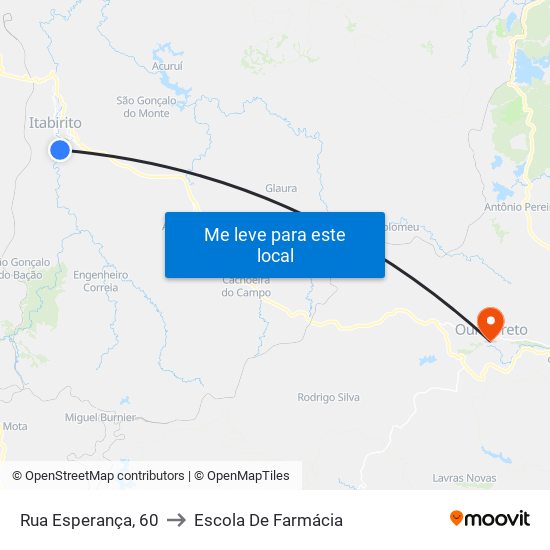 Rua Esperança, 60 to Escola De Farmácia map