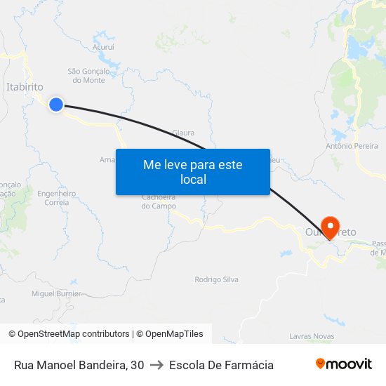 Rua Manoel Bandeira, 30 to Escola De Farmácia map