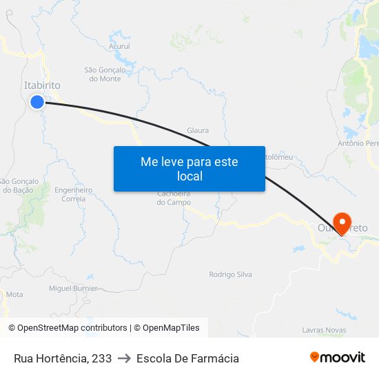 Rua Hortência, 233 to Escola De Farmácia map