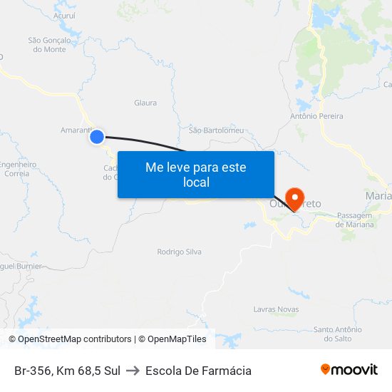 Br-356, Km 68,5 Sul to Escola De Farmácia map