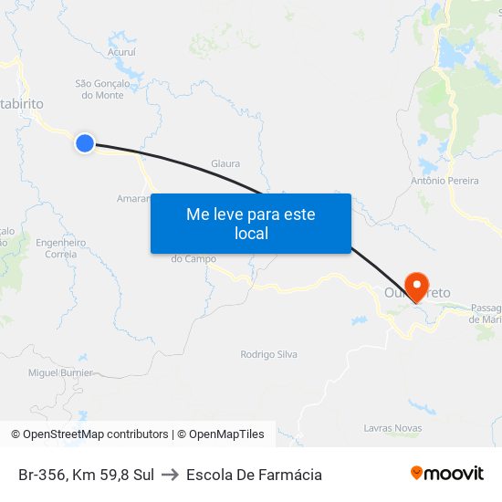 Br-356, Km 59,8 Sul to Escola De Farmácia map