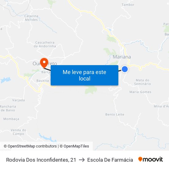 Rodovia Dos Inconfidentes, 21 to Escola De Farmácia map