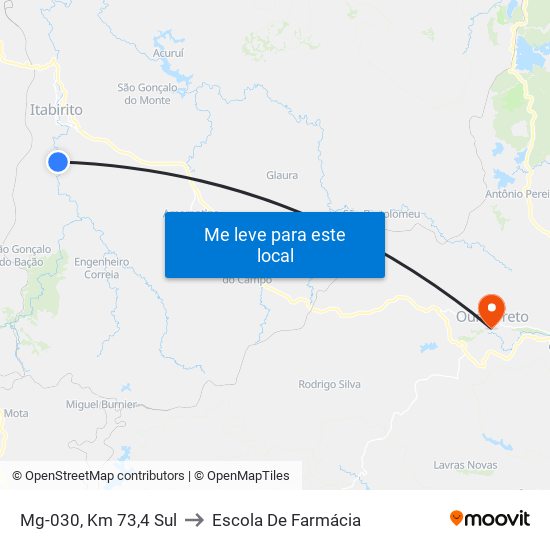 Mg-030, Km 73,4 Sul to Escola De Farmácia map