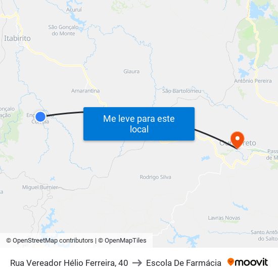 Rua Vereador Hélio Ferreira, 40 to Escola De Farmácia map