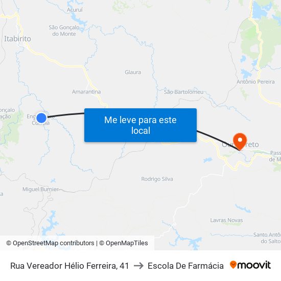 Rua Vereador Hélio Ferreira, 41 to Escola De Farmácia map