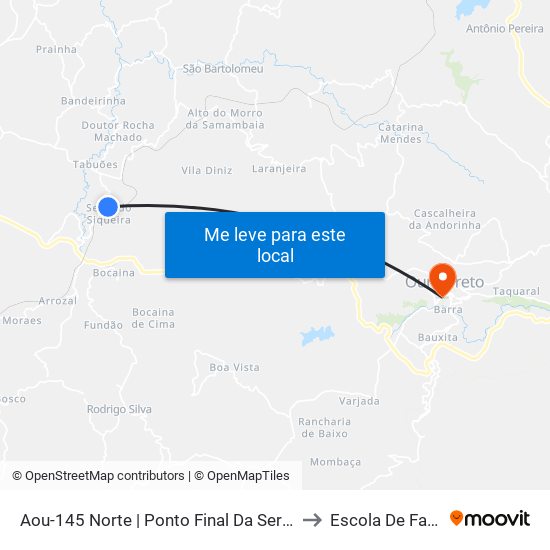 Aou-145 Norte | Ponto Final Da Serra Do Siqueira to Escola De Farmácia map