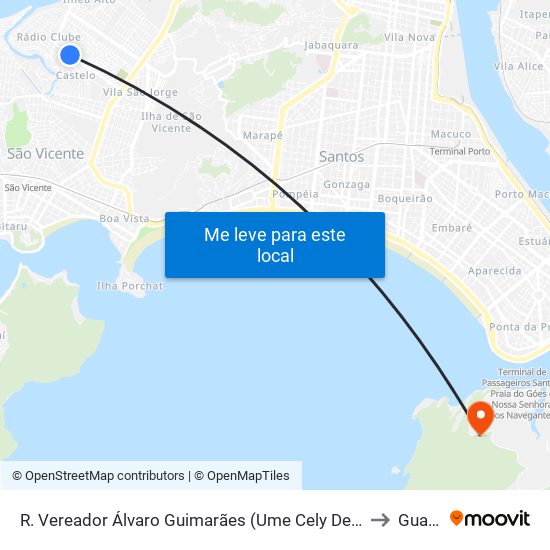 R. Vereador Álvaro Guimarães (Ume Cely De Moura Negrini) to Guarujá map