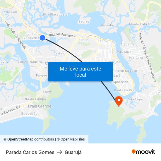 Parada Carlos Gomes to Guarujá map