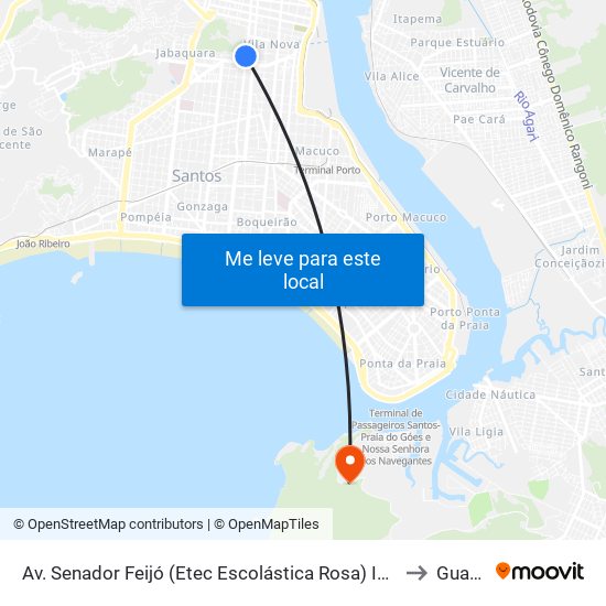 Av. Senador Feijó (Etec Escolástica Rosa) Intermunicipais to Guarujá map