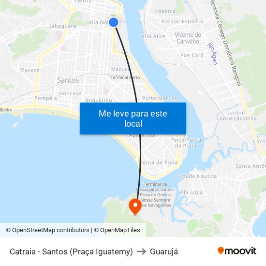 Catraia - Santos (Praça Iguatemy) to Guarujá map