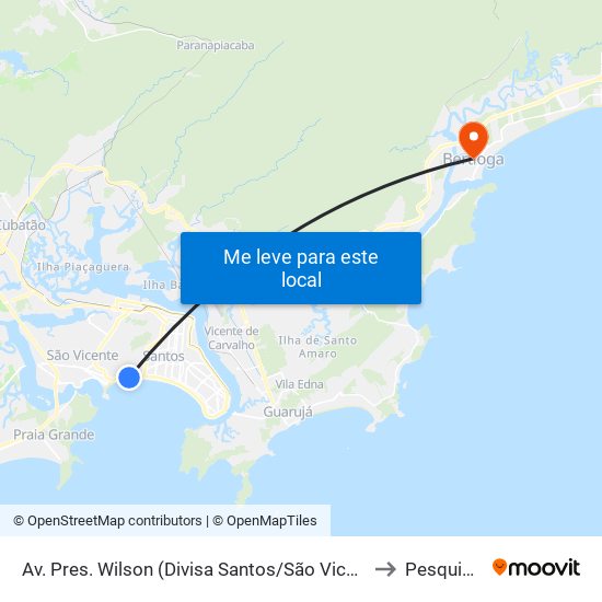 Av. Pres. Wilson (Divisa Santos/São Vicente) to Pesquisar map