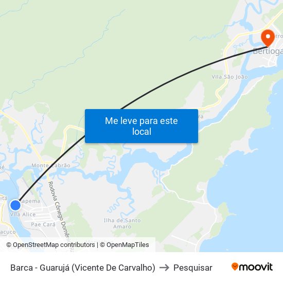 Barca - Guarujá (Vicente De Carvalho) to Pesquisar map