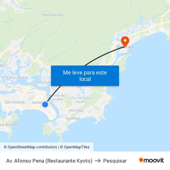 Av. Afonso Pena (Restaurante Kyoto) to Pesquisar map