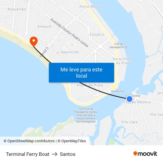 Terminal Ferry Boat to Santos map