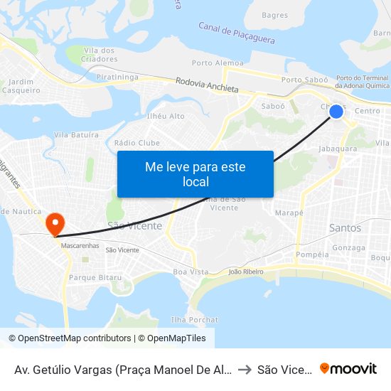 Av. Getúlio Vargas (Praça Manoel De Almeida) to São Vicente map