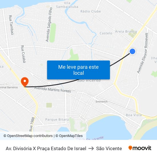 Av. Divisória X Praça Estado De Israel to São Vicente map