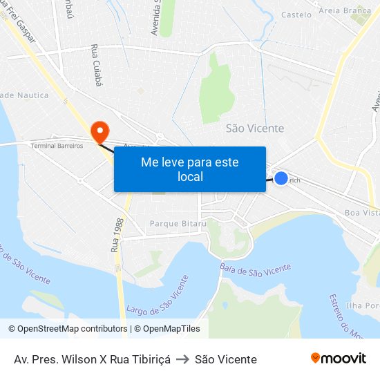 Av. Pres. Wilson X Rua Tibiriçá to São Vicente map