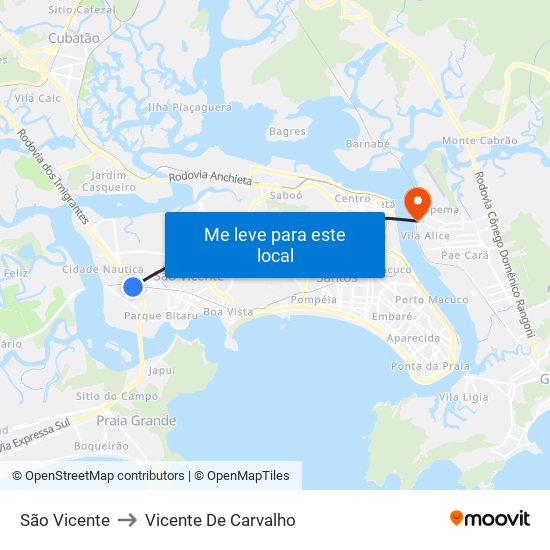 São Vicente to Vicente De Carvalho map