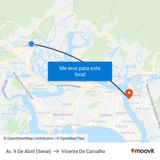 Av. 9 De Abril (Senai) to Vicente De Carvalho map