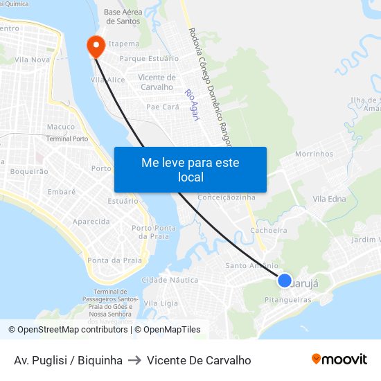 Av. Puglisi / Biquinha to Vicente De Carvalho map