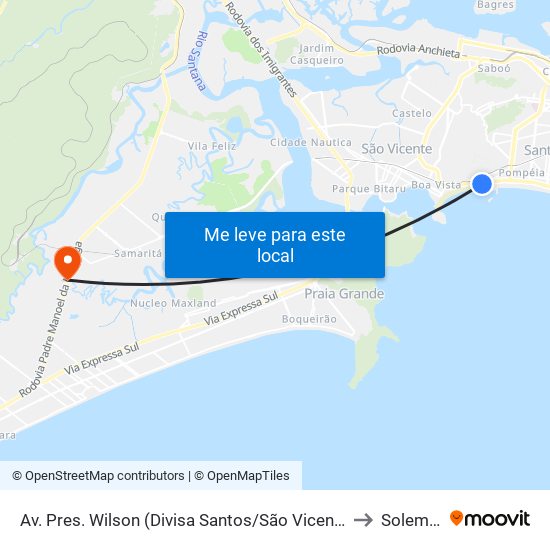 Av. Pres. Wilson (Divisa Santos/São Vicente) to Solemar map