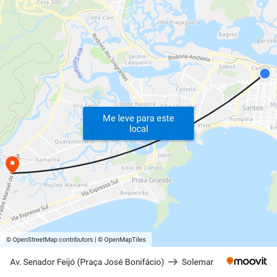 Av. Senador Feijó (Praça José Bonifácio) to Solemar map
