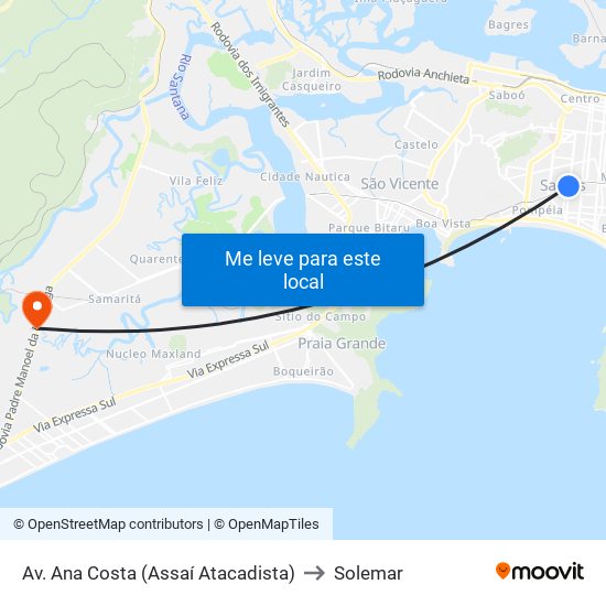 Av. Ana Costa (Assaí Atacadista) to Solemar map