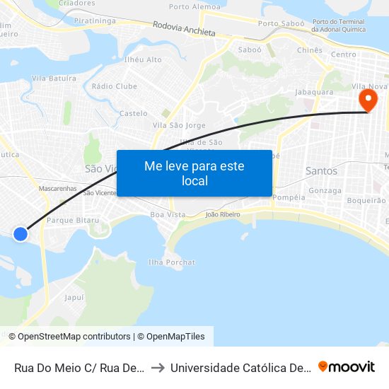 Rua Do Meio C/ Rua Dezenove to Universidade Católica De Santos map
