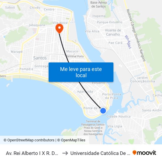 Av. Rei Alberto I X R. Do Peixe to Universidade Católica De Santos map