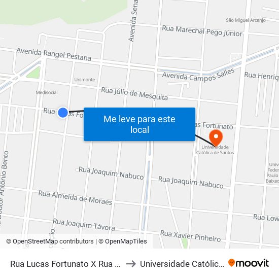 Rua Lucas Fortunato X Rua Júlio Conceição to Universidade Católica De Santos map