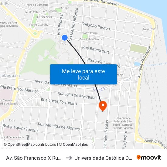 Av. São Francisco X Rua Itororó to Universidade Católica De Santos map