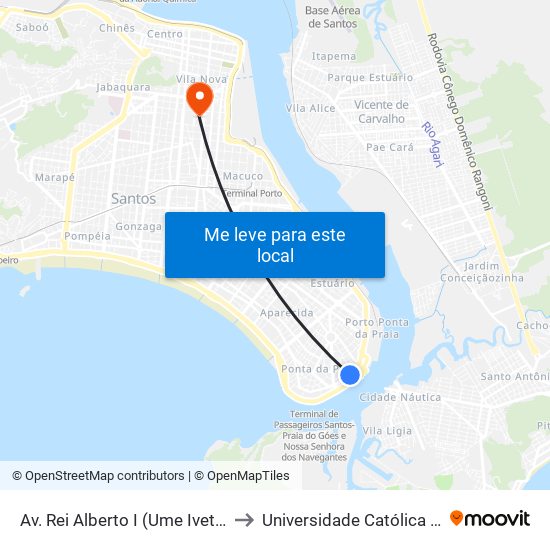 Av. Rei Alberto I (Ume Iveta Nogueira) to Universidade Católica De Santos map