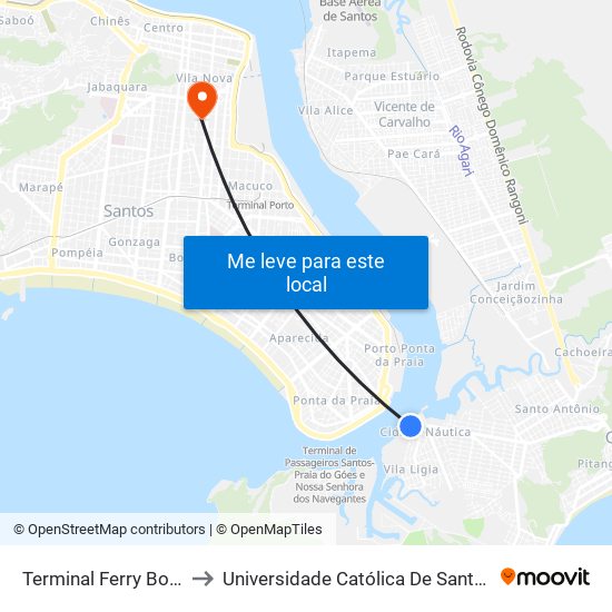 Terminal Ferry Boat to Universidade Católica De Santos map