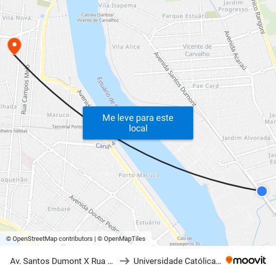 Av. Santos Dumont X Rua Orlando Silva to Universidade Católica De Santos map