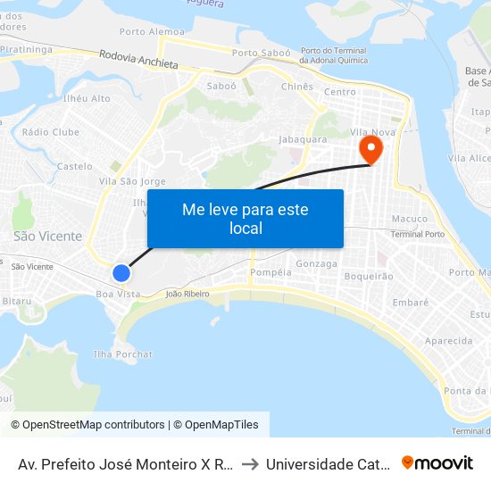 Av. Prefeito José Monteiro X R. Doutor Fernando Costa to Universidade Católica De Santos map