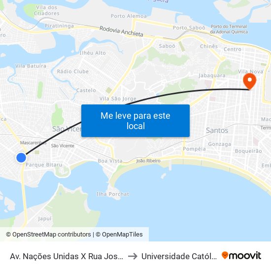 Av. Nações Unidas X Rua José Vicente De Barros to Universidade Católica De Santos map