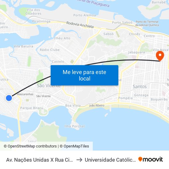 Av. Nações Unidas X Rua Cidade De Santos to Universidade Católica De Santos map