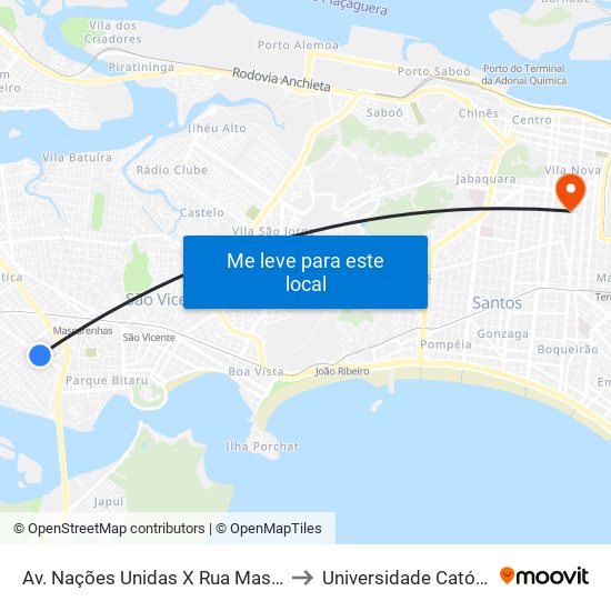 Av. Nações Unidas X Rua Mascarenhas De Moraes to Universidade Católica De Santos map