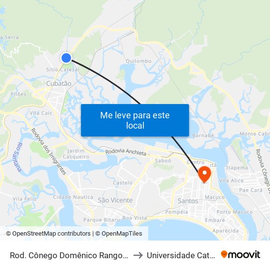 Rod. Cônego Domênico Rangoni (Petrocoque/Perequê) to Universidade Católica De Santos map