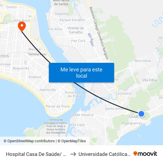 Hospital Casa De Saúde/ Santo Amaro to Universidade Católica De Santos map