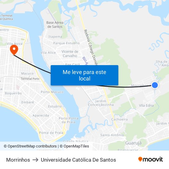 Morrinhos to Universidade Católica De Santos map