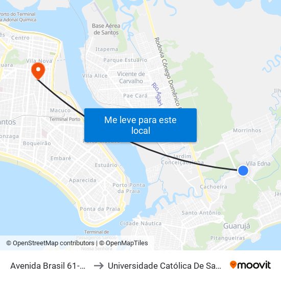 Avenida Brasil 61-111 to Universidade Católica De Santos map