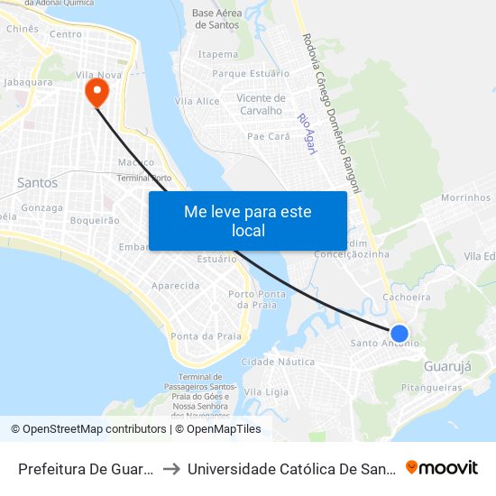 Prefeitura De Guarujá to Universidade Católica De Santos map