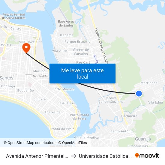 Avenida Antenor Pímentel 1726-1764 to Universidade Católica De Santos map