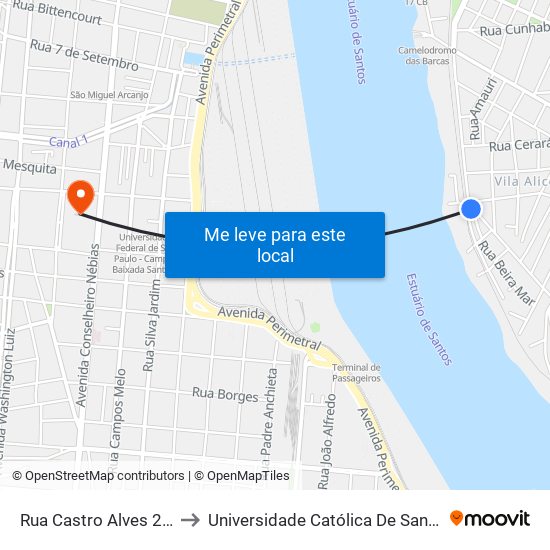 Rua Castro Alves 24a to Universidade Católica De Santos map