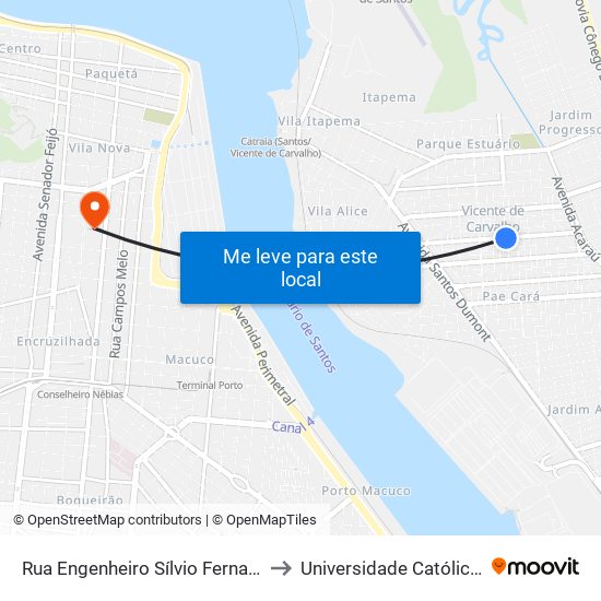 Rua Engenheiro Sílvio Fernandes Lopes, 13 to Universidade Católica De Santos map