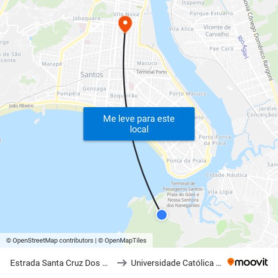 Estrada Santa Cruz Dos Navegantes to Universidade Católica De Santos map