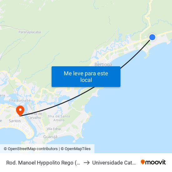 Rod. Manoel Hyppolito Rego (Riviera/Pão De Açúcar) to Universidade Católica De Santos map