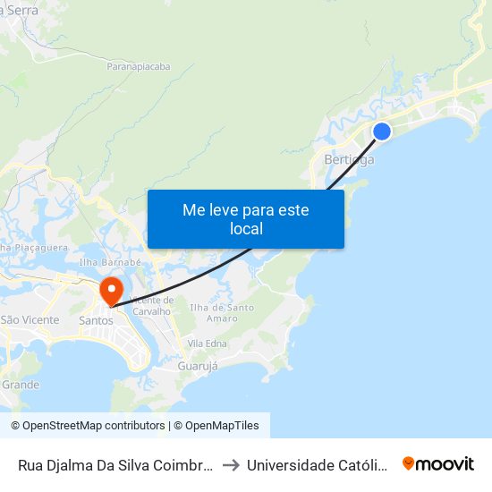 Rua Djalma Da Silva Coimbra X Av. Anchieta to Universidade Católica De Santos map